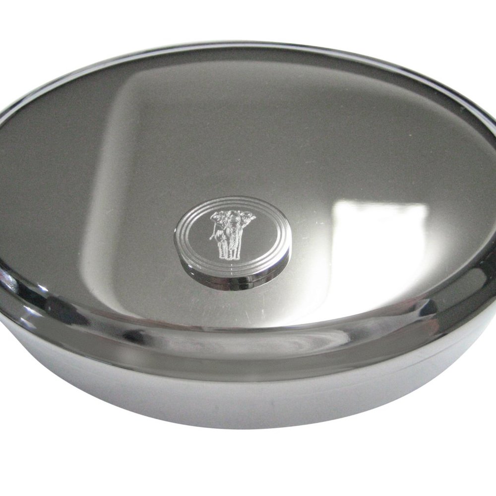 Oval Detailed Elephant Oval Trinket Jewelry Box